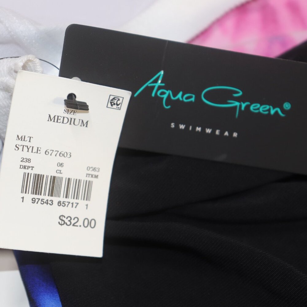 Aqua Green High Neck Angled Tankini Top UPF 50 Size Medium - Picture 8 of 11